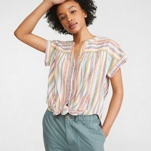 Lou & Grey Striped Tie Front Shirt